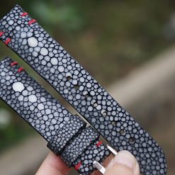 Black Stingray Watch Strap Double Pearls For Omega Watch