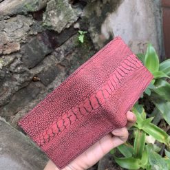 Bifold wallet - Red Ostrich leg leather bifold wallet