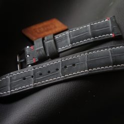 Grey Nubuck Alligator Leather Watch Strap