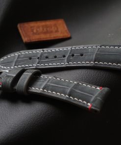 Grey Nubuck Alligator Leather Watch Strap