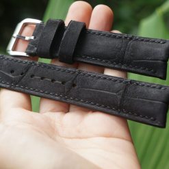 Curved-end Alligator Leather Watch Strap