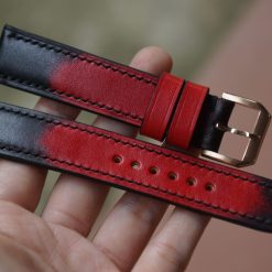 Handmade Red Patina Leather Watch Strap