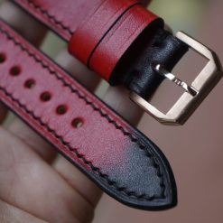 Handmade Red Patina Leather Watch Strap