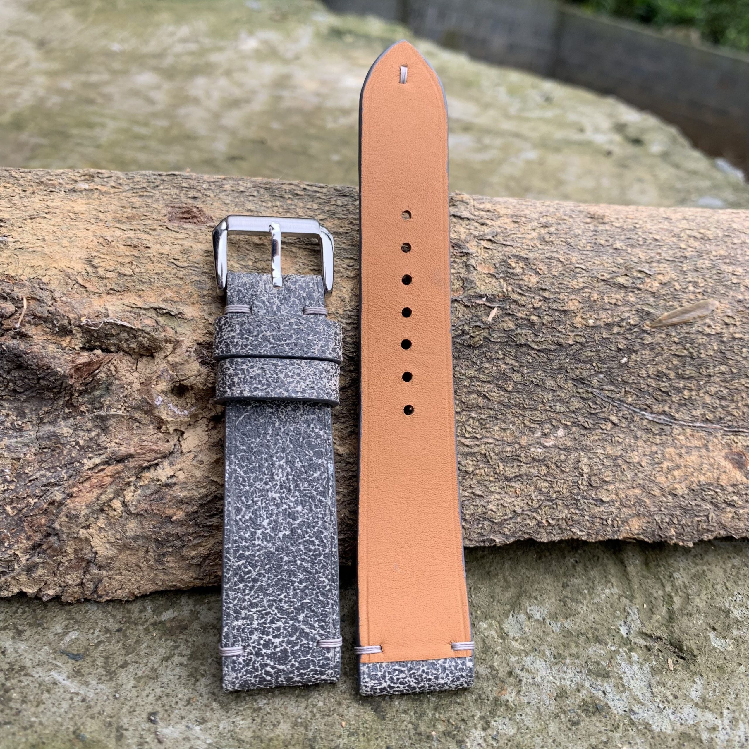 Grey Vintage Leather Watch Strap | 7Strap