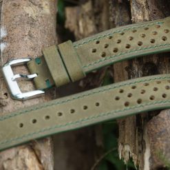 Olive Green Rally Leather Watch Strap