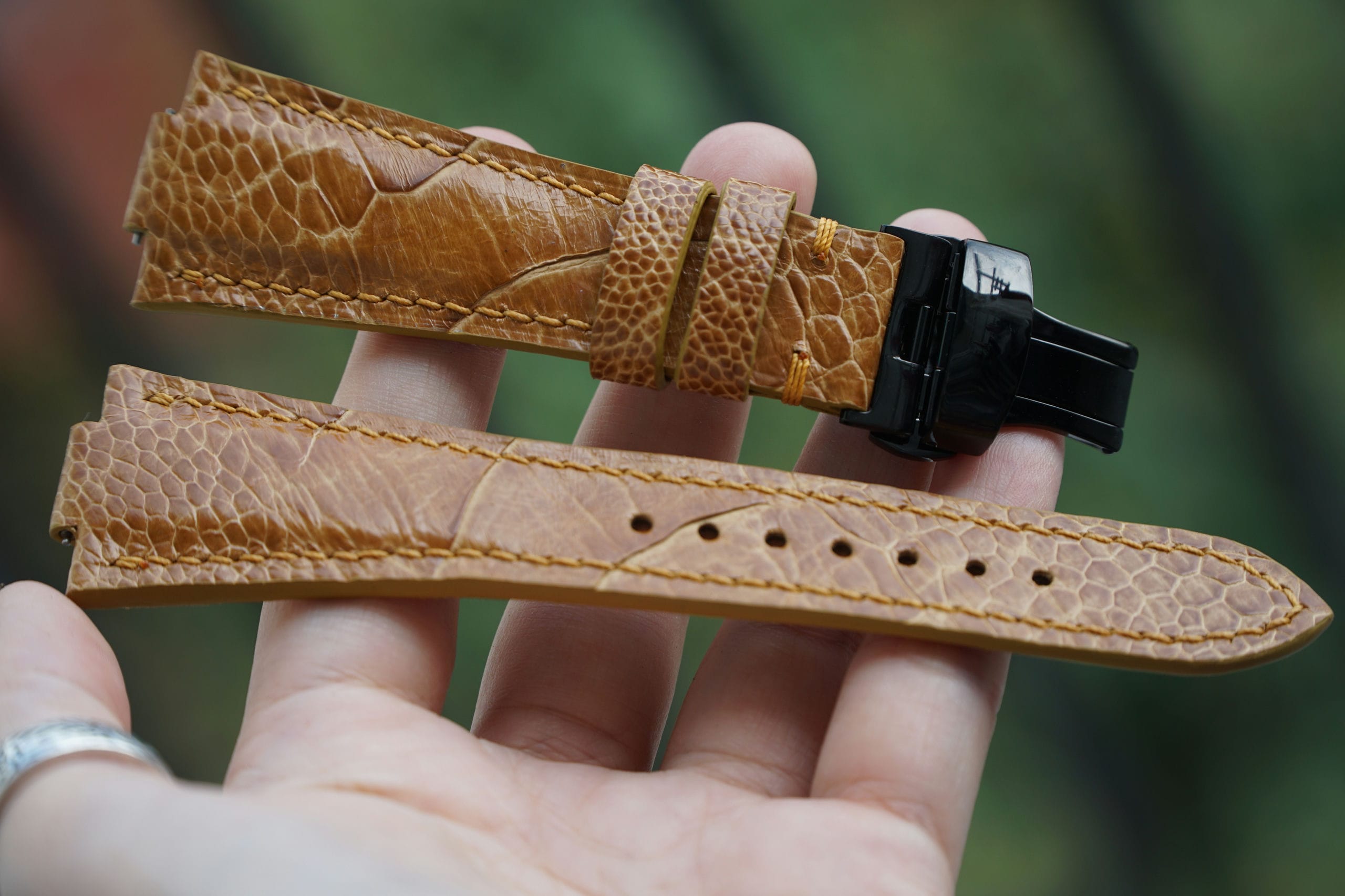 Chesnut Ostrich Leg Leather Watch Strap for PRX Watch – Oris Aquis Watch