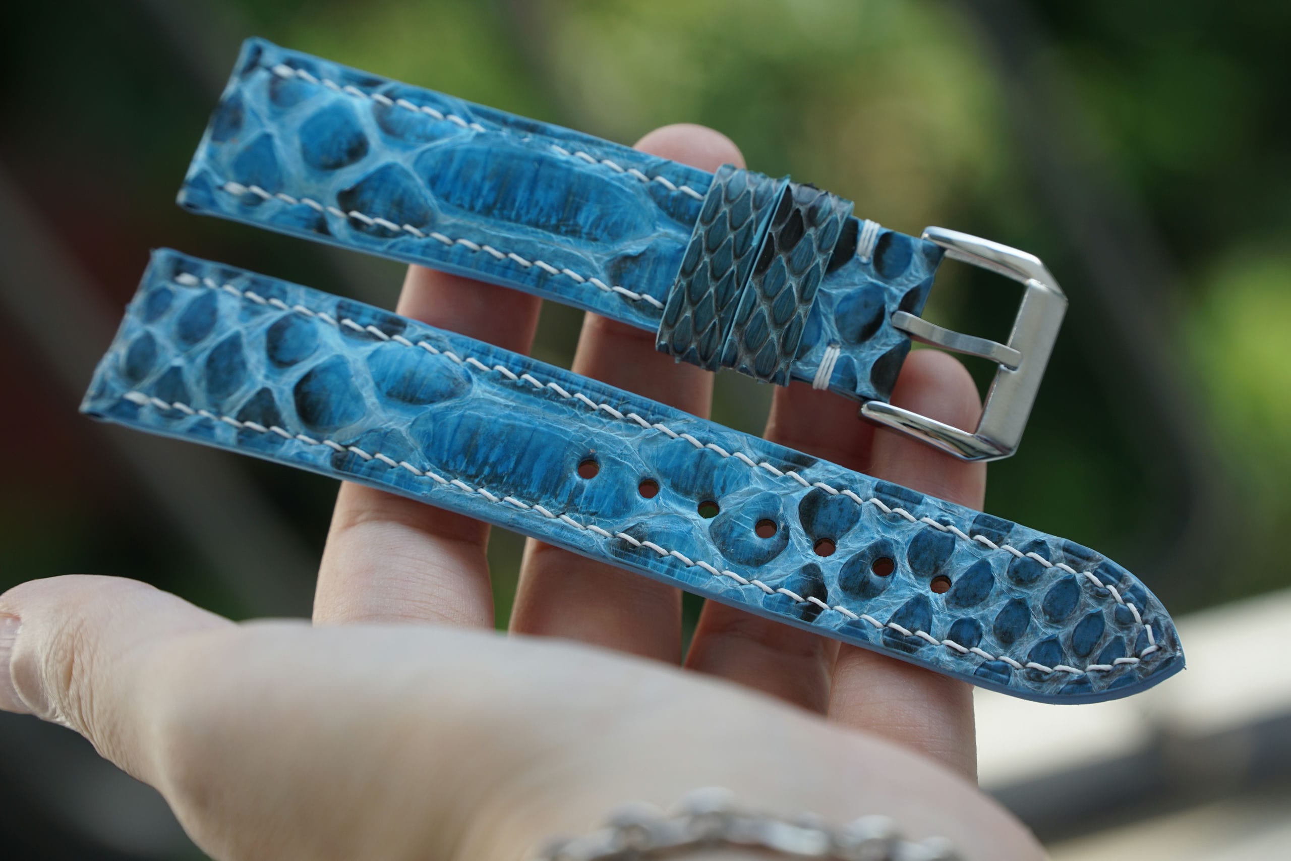 Unique Blue Python Leather Watch Strap