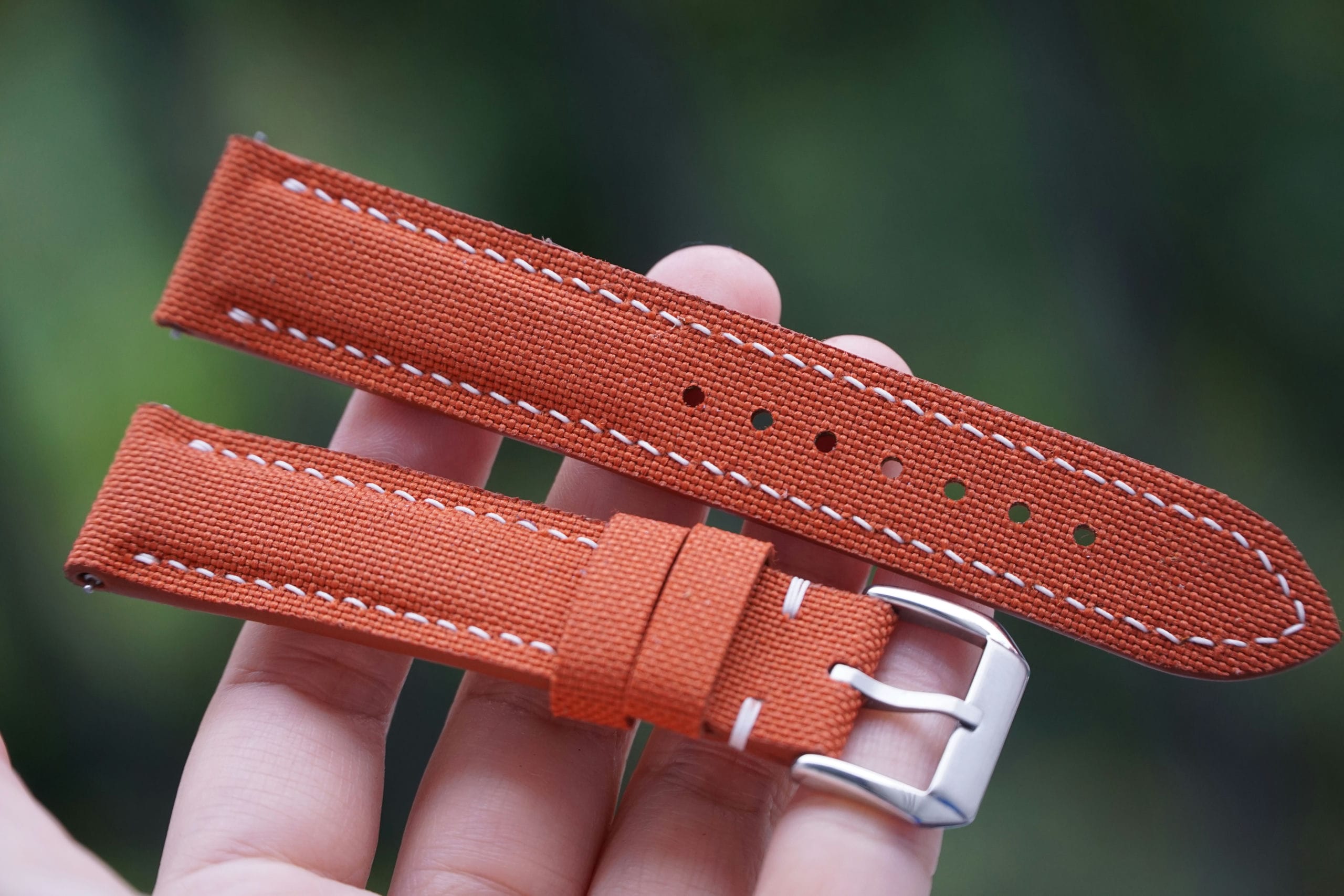 Burnt Orange Sailcloth Padded Watch Strap