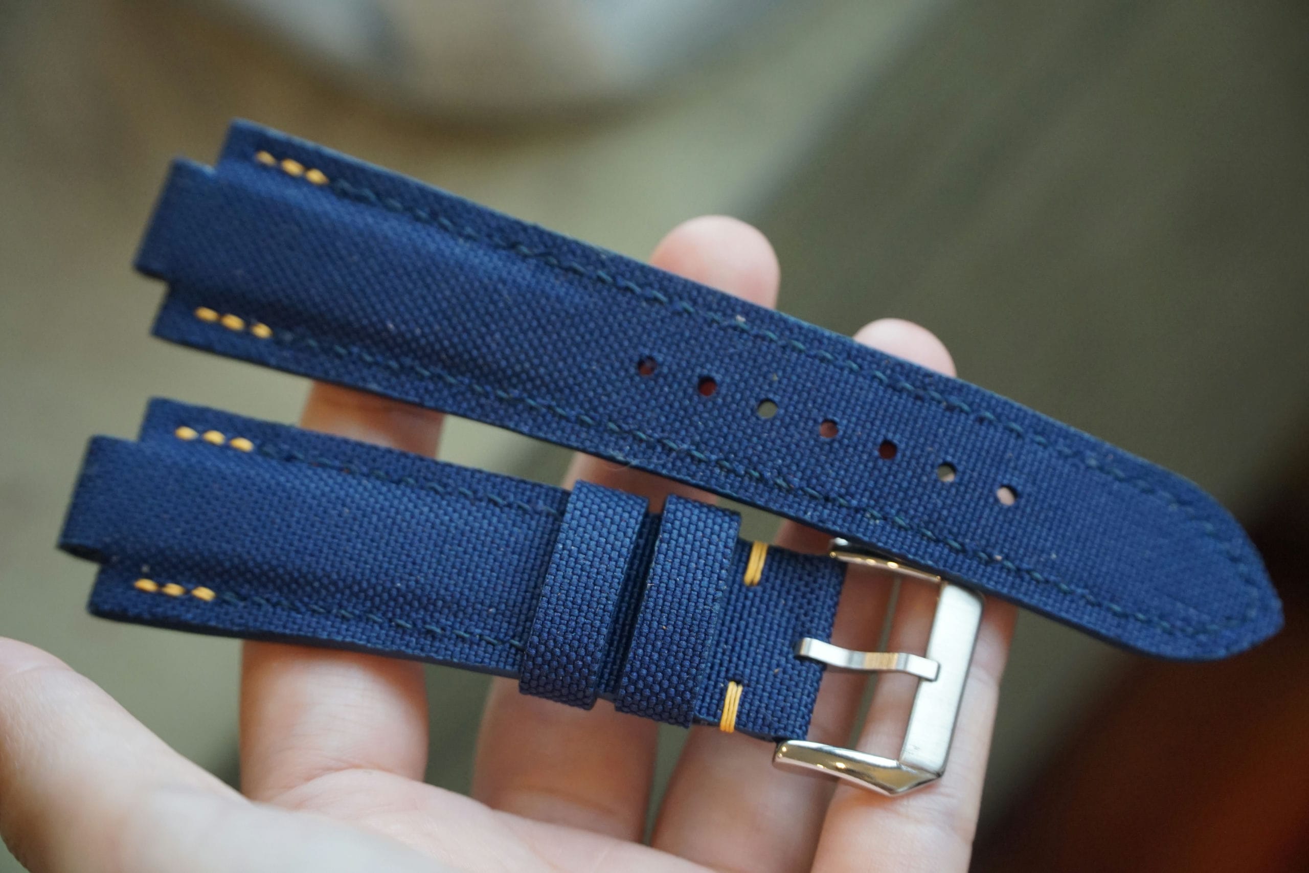 Navy Blue Sailcloth Watch Strap For Oris Aquis Watch